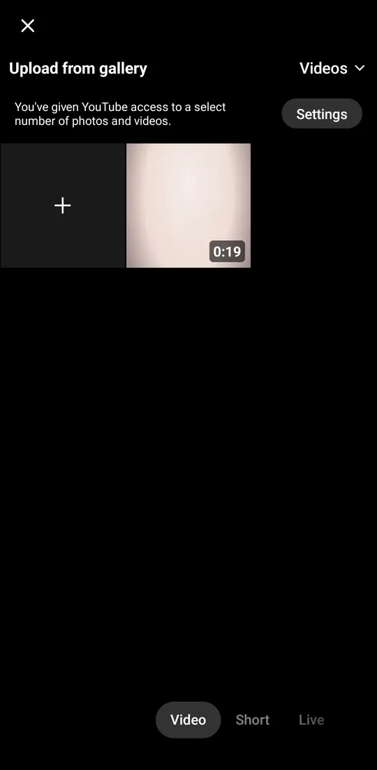 Upload from gallery, with a video ringed