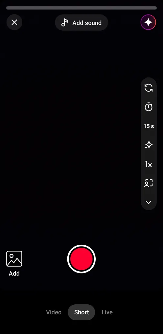 YouTube's camera screen with the Video tab ringed at the bottom