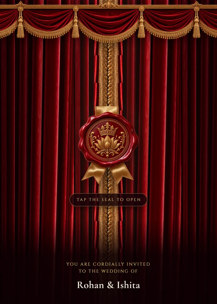 Royal Velvet: the invitation's opening screen